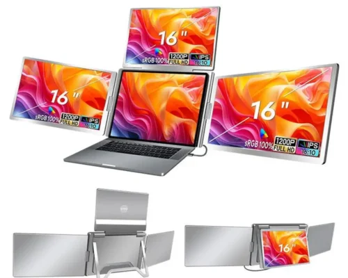 Portable Screen monitor 16-inch FHD Quad screen triple display extender One-cable connectivity
