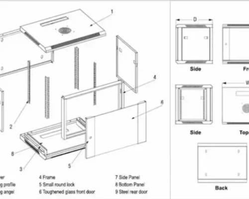 WALL MOUNT CABINETS SINGLE DOOR FRONT GLASS DOOR REMOVABLE SIDE PANELS WITH 1 FAN 12U(600×600)