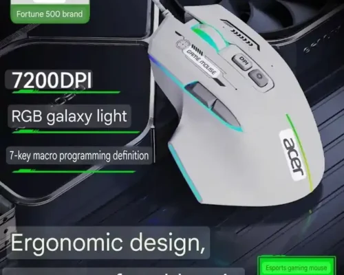 Acer Gaming Mouse Omw950 Rgb Luminous 7200Dpi Home Office 7-Key Macro Programming Wired For Desktop Computers Laptop