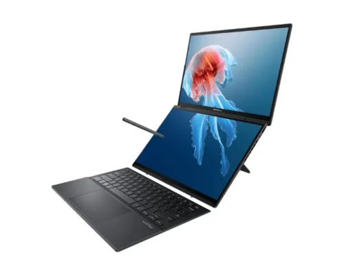 A0005378 ASUS Zenbook Duo Core ULTRA 7 155H 3.8GHz 16GB 1TB SSD 2 X SCREENS EACH 14″ OLED TOUCHSCREEN Intel® Arc™ Graphics Backpack + Sleeve + Pen Gray Business Laptop 1 year warranty Laptop in Lebanon