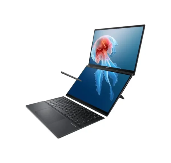 A0005378 ASUS Zenbook Duo Core ULTRA 7 155H 3.8GHz 16GB 1TB SSD 2 X SCREENS EACH 14″ OLED TOUCHSCREEN Intel® Arc™ Graphics Backpack + Sleeve + Pen Gray Business Laptop 1 year warranty Laptop in Lebanon