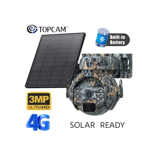 Topcam IPC PTZ Solar Battery 3MP 4G TOPCAMERA WIFI Camouflage Human/Animal Motion Detection Hunting Camera Top-515 CAMERA IN LEBANON
