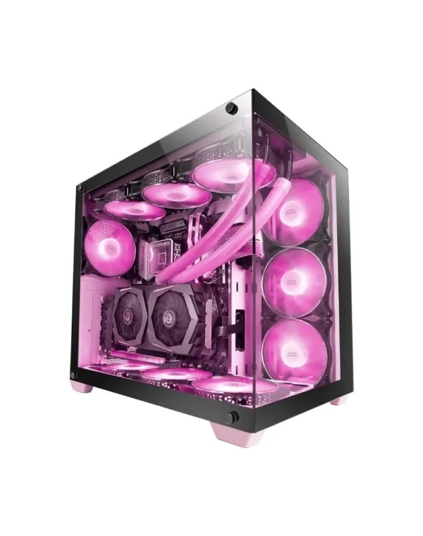 MARS GAMING MCV4 XXL PREMIUM CUSTOM E-ATX CASE MCV4P FRAMELESS 90º GLASS PINK GAMING DESKTOP IN LEBANON