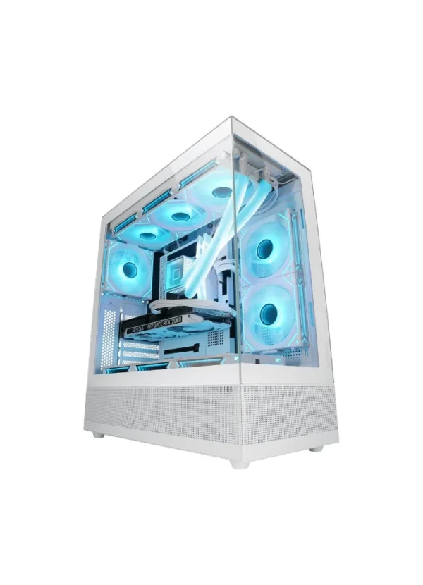 MCSETW MARS GAMING MC-SET HIGH CAPACITY ATX CASE MESH DESIGN MCSETW FRONT & SIDE FRAMELESS GLASS PANEL UP TO 9X FANS WHITE GAMING CASES IN LEBANON
