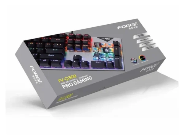 FOREV FV-Q302 illuminated mechanical keyboard with cable 104 EN keys Silver color GAMING KEYBOARD IN LEBANON