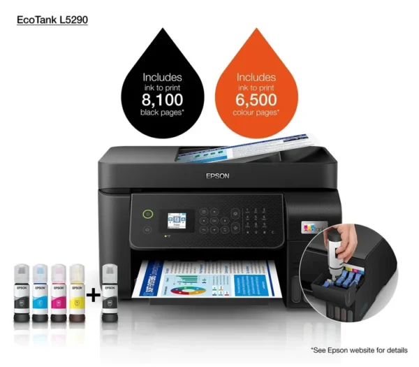 Epson Wi-Fi All-in-One Print Scan Copy Fax with ADF Ink Tank Printer | L5290 Printer in Lebanon 1 year warranty