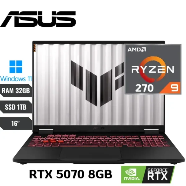 ASUS TUF A16 AMD Ryzen™ 9 270 4.0GHz 32gb DDR5-5600 1TB SSD 16" FHD 165Hz NVIDIA® RTX™ 5070 8GB LAPTOPS IN LEBANON
