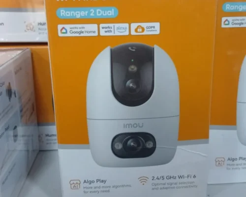 IMOU Ranger 2 Dual 10MP 3K indoor smart security camera featuring a dual-lens design, 10MP total WIFI 6 +2.4G and 360-degree pan + LED LIGHTS