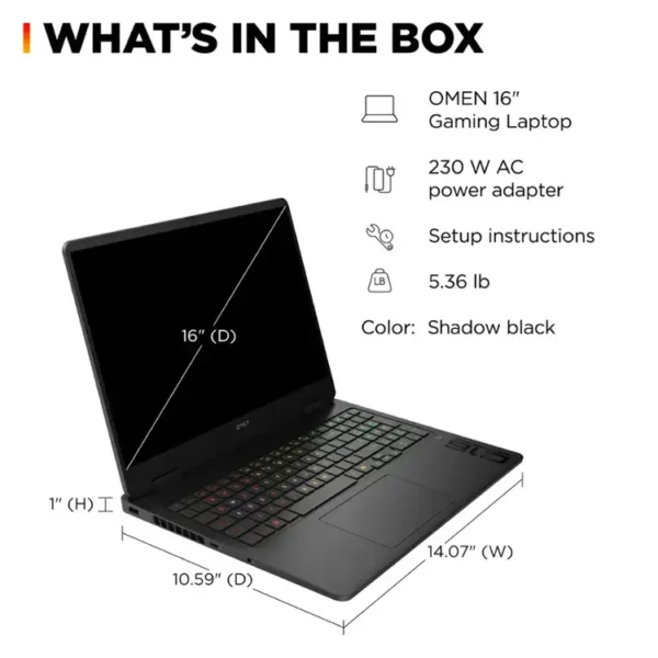 HP Omen 16 Slim Gaming Laptop Intel Core Ultra 7 255H  512GB SSD 16GB DDR5 16.0 Inch FULLHD Nvidia GeForce RTX 5070 8GB W11 Black LEBANON