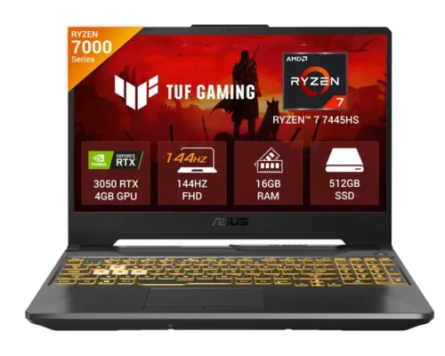 ASUS TUF  RYZEN 7 7445HS 16GB RAM DDR5 512GB SSD 15.6″ FHD 144HZ NVIDIA RTX 3050 4GB WIN11
