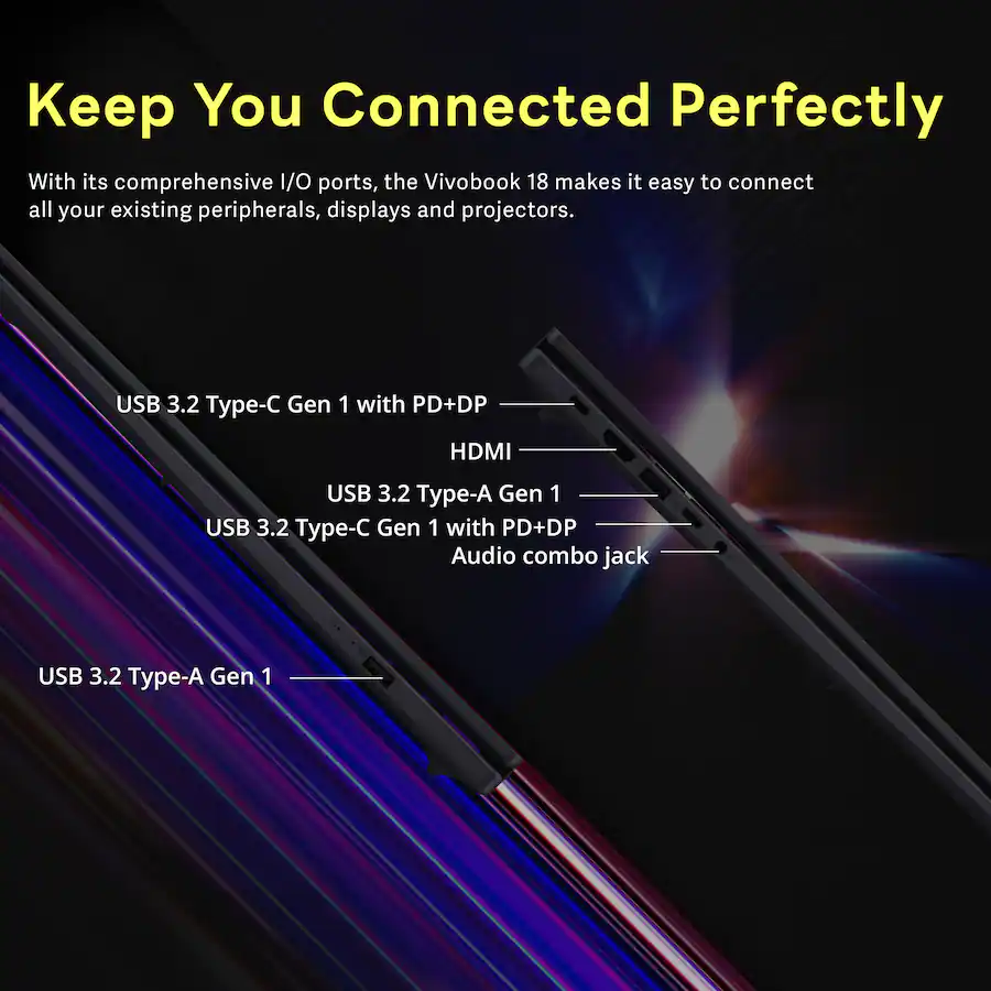 ASUS Vivobook 18 M1807HA-DS79 RYZEN 7-260 32GB 1TB NVME 18 WUXGA 144HZ AMD Radeon Quiet Blue WIN 11 Pro