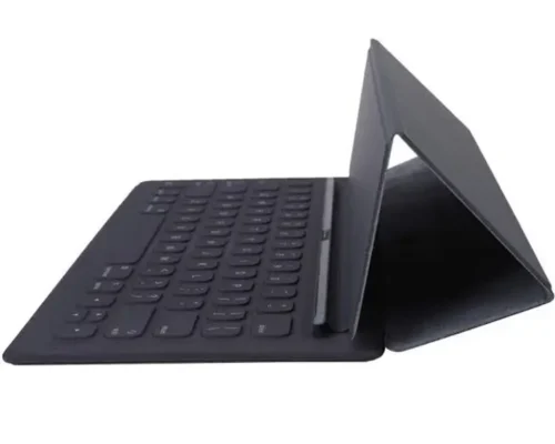 Apple iPad Smart Keyboard in black, featuring a foldable design for use as a stand.