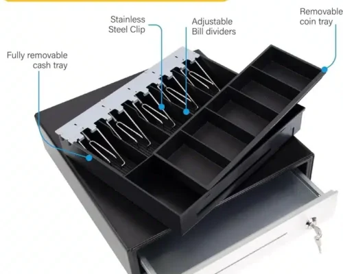 POS Cash Drawer POS Adjustable Width Heavy Duty Metal Case RJ11