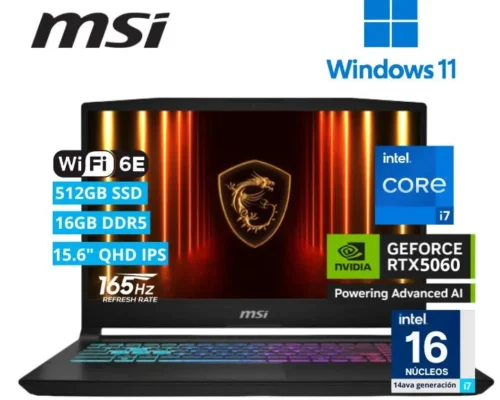 MSI KATANA 15HX  CORE I7-14650HX 16GB RAM  512GB SSD  15.6″ QHD 2K 165HZ  NVIDIA RTX 5060 8GB  WIN11