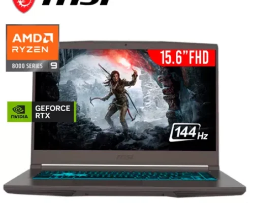 MSI Thin A15 AI  AMD Ryzen™ 9 8945HS AMD XDNA 16GB 1TB NVMe SSD 15.6″ IPS FHD Display 144Hz  RTX4060 8GB
