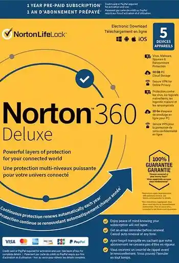 Norton 360 Deluxe 2023 EU Key (1 Year / 5 Devices) + 50 GB Cloud Storage LEBANON
