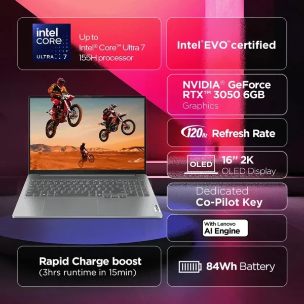 Lenovo IdeaPad Pro 5 16IMH9 83D40014US - 16" Touchscreen - Core Ultra 7 155H - 16GB Ram - 1TB SSD - RTX 3050 6GB lebanon laptops