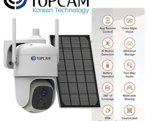 Topcam Wifi PTZ Battery Solar Smart Cam 2 Way Audio + Solar Panel