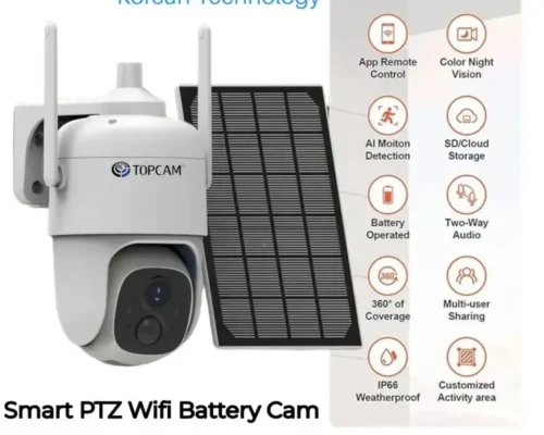 IP CAM Wifi PTZ Battery Solar Smart Cam 2 Way Audio + Solar Panel