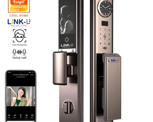 LinkU Smart Door Lock Luxury  3D Cam Metal Alloy Body Finger,Code,Ring,Face,Mobile App,Key,Tag,Knob All In One Lock 3” HD Screen