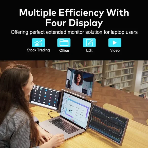 Portable Screen monitor 16-inch FHD Quad screen triple display extender One-cable connectivity lebanon