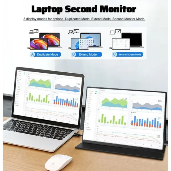 Portable Screen Monitor 16-inch 2.5K 144Hz USB C and Mini HDMI
