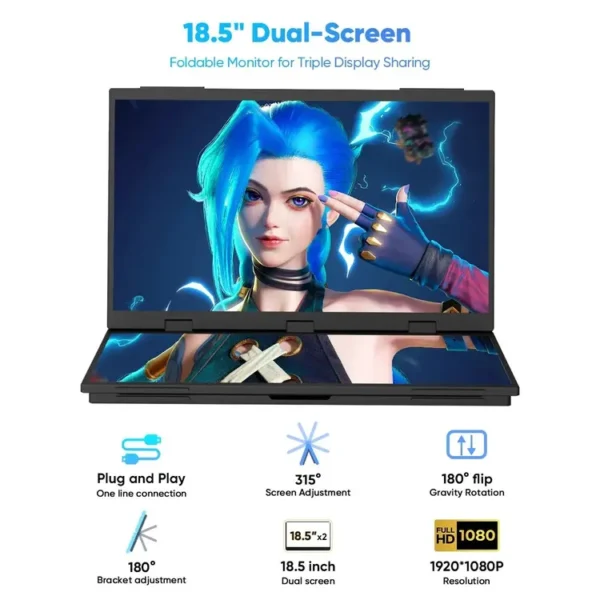 Portable Screen S50 MONITOR 18-inch FHD Dual Screen Frameless Adjustable stand LEBANON