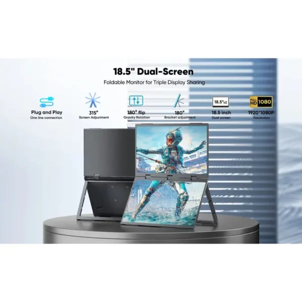 Portable Screen S50 MONITOR 18-inch FHD Dual Screen Frameless Adjustable stand LEBANON