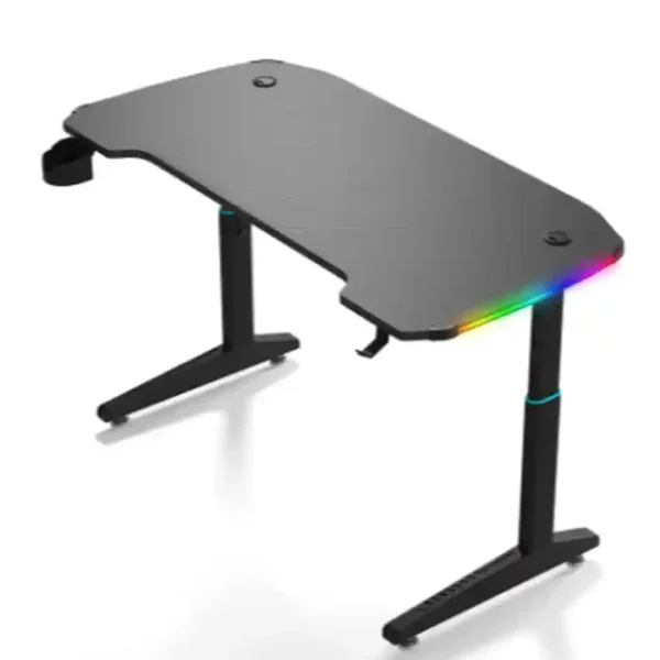 Gaming Desk Height Adjustable RGB Carbon Fiber Black